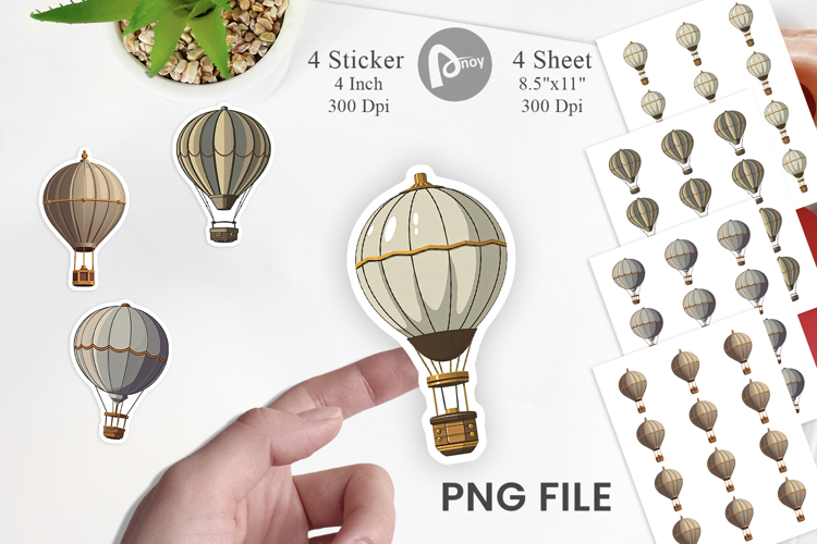 Vintage Hot Air Balloon Sticker