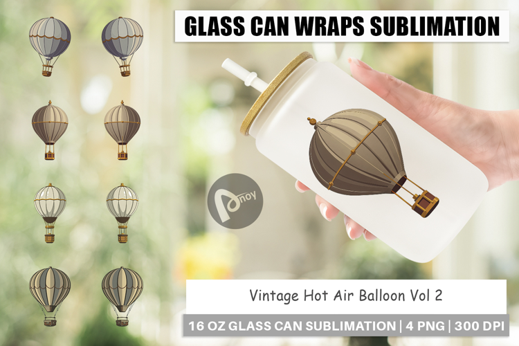 Glass Can Vintage Hot Air Balloon