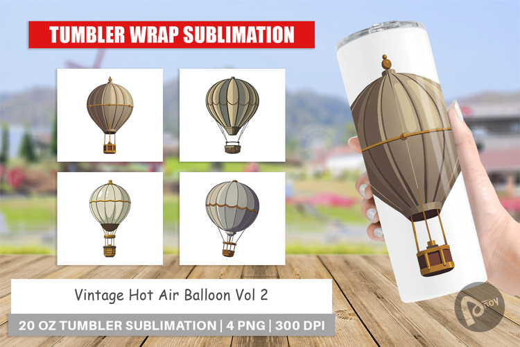 Tumbler Vintage Hot Air Balloon