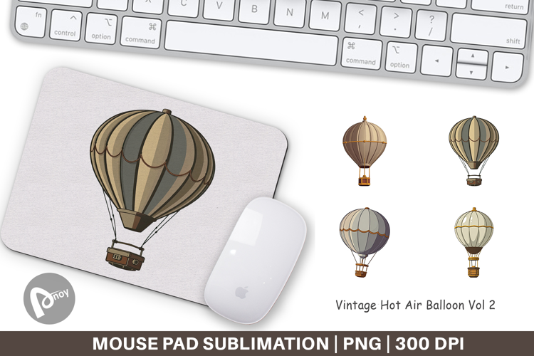 Mouse Pad Vintage Hot Air Balloon