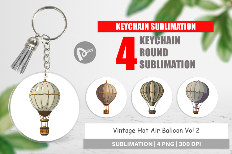 Keychain Vintage Hot Air Balloon