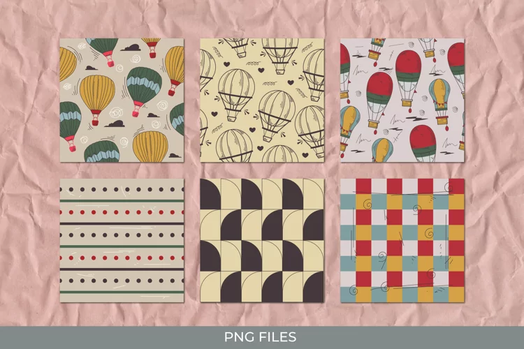 Vintage Hot Air Balloons Seamless Pattern Paper Pack