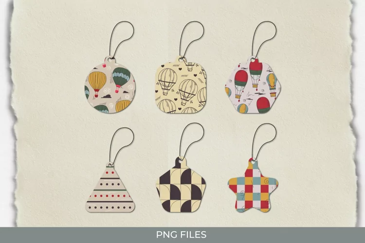 Vintage Hot Air Balloons Seamless Pattern Shaped Tag