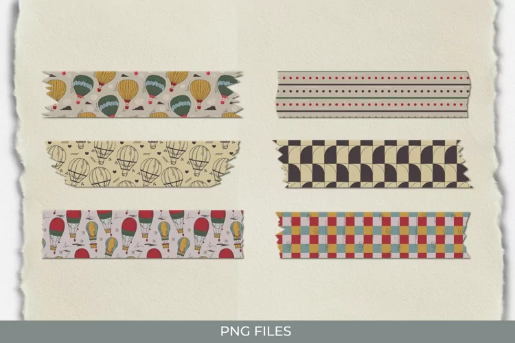 Vintage Hot Air Balloons Seamless Pattern Tape