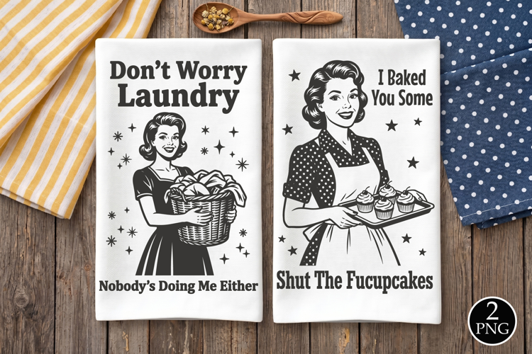 Vintage Housewife Towel Sublimation Design