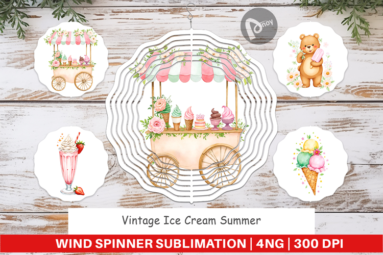 Wind Spinner Vintage Ice Cream Summer