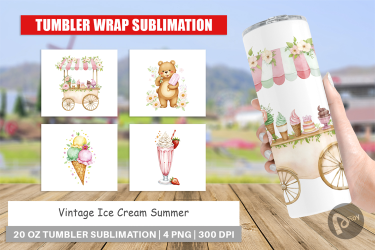 Tumbler Vintage Ice Cream Summer