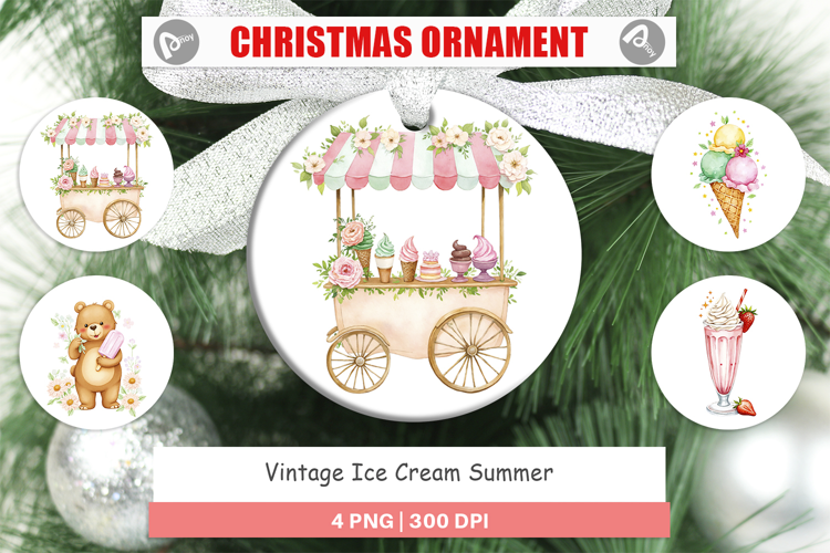 Ornament Vintage Ice Cream Summer
