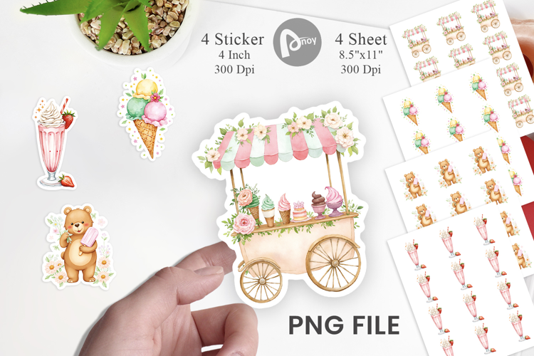 Vintage Ice Cream Summer Sticker