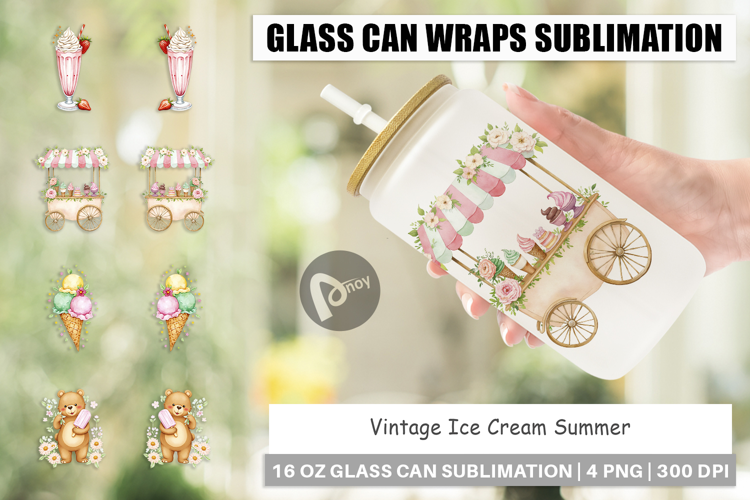 Glass Can Vintage Ice Cream Summer