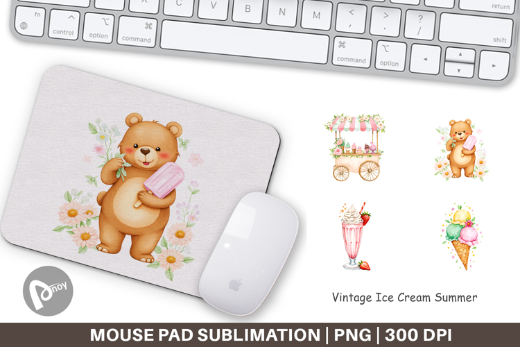 Mouse Pad Vintage Ice Cream Summer
