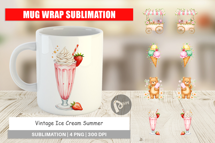 Mug Wrap Vintage Ice Cream Summer
