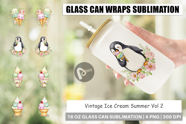 Glass Can Vintage Ice Cream Summer