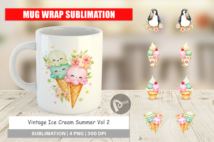 Mug Wrap Vintage Ice Cream Summer