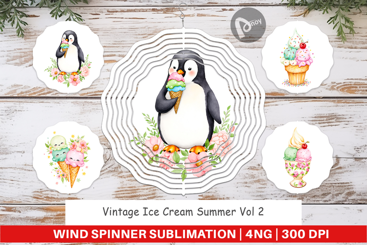Wind Spinner Vintage Ice Cream Summer
