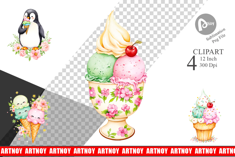 Vintage Ice Cream Summer Clipart