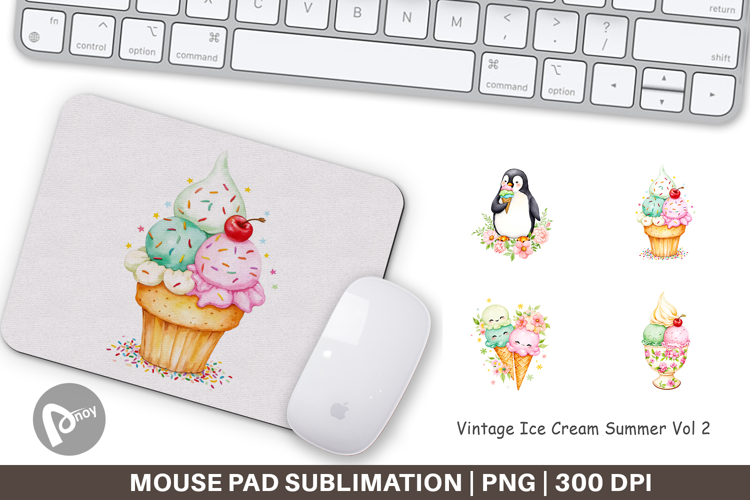 Mouse Pad Vintage Ice Cream Summer