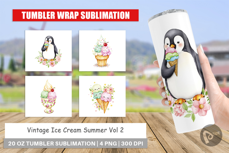 Tumbler Vintage Ice Cream Summer