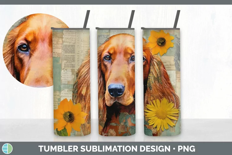 Vintage Irish Setter Dog Tumbler | Sublimation 20 oz Skinny