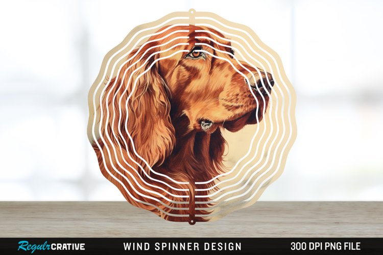 Vintage Irish Setter Dog Wind Spinner Sublimation Design PNG