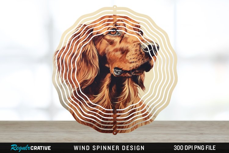 Vintage Irish Setter Dog Wind Spinner Sublimation Design PNG