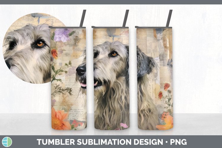 Vintage Irish Wolfhound Dog Tumbler | Sublimation 20 oz Skin