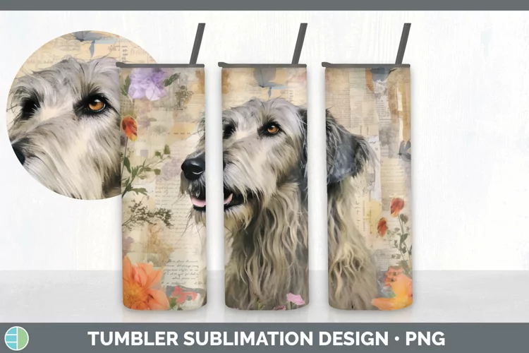 Vintage Irish Wolfhound Dog Tumbler | Sublimation 20 oz Skin