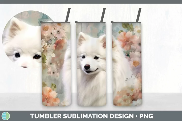 Vintage Japanese Spitz Dog Tumbler | Sublimation 20 oz Skinn