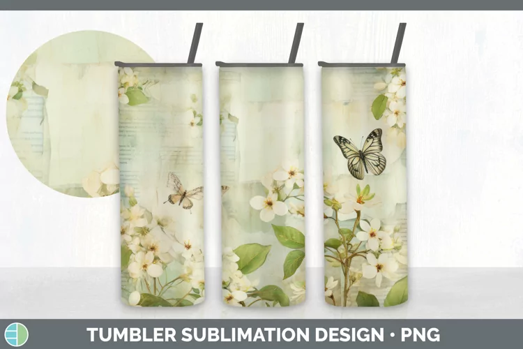 Vintage Jasmine Flowers Tumbler | Sublimation 20 oz Skinny T
