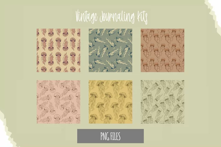 Vintage Jellyfish Seamless Pattern Paper Pack