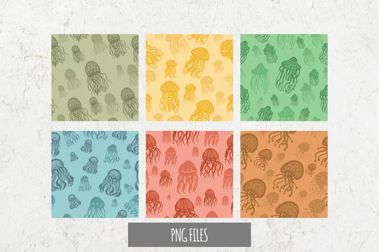 Vintage Jellyfish Seamless Pattern Paper Pack