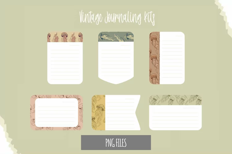Vintage Jellyfish Seamless Pattern Shaped Journaling Page
