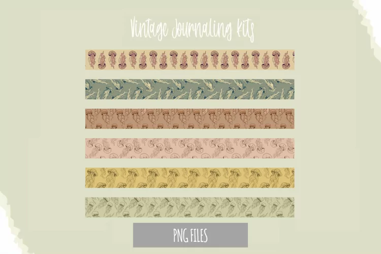 Vintage Jellyfish Seamless Pattern Stripe