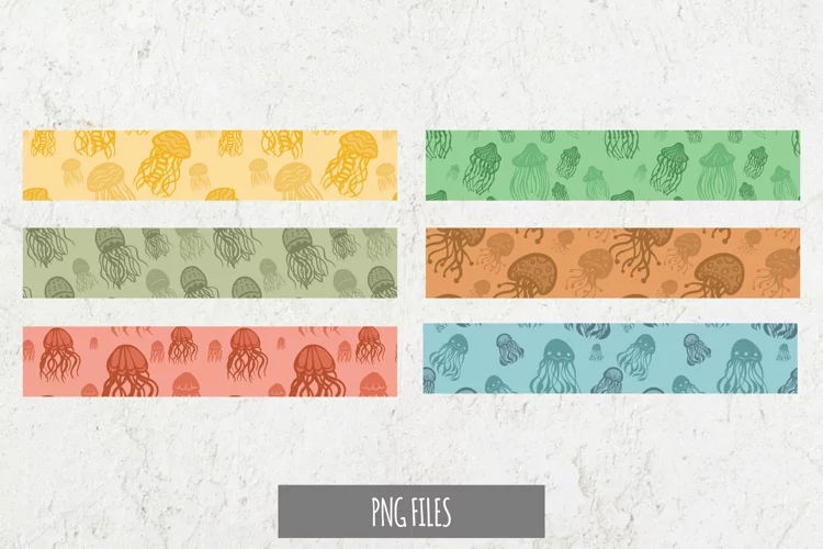 Vintage Jellyfish Seamless Pattern Stripe