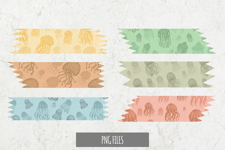 Vintage Jellyfish Seamless Pattern Tape