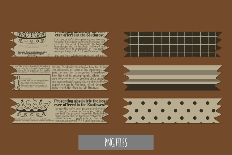 Printable Washi Tape PNG Image, Printable Brown Washi Tape