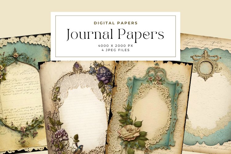4 Vintage Journal Papers example image 1