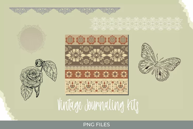 Vintage Journaling Set - Scrapbooking Kits PNG