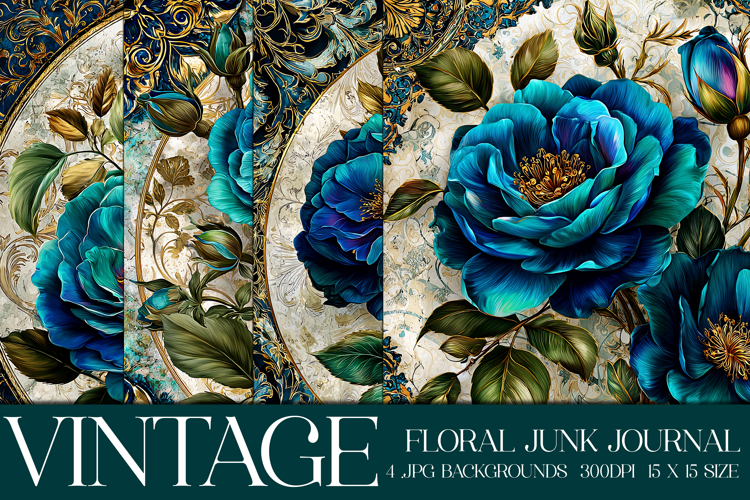 Vintage Floral Background, Junk Journal Style Papers, s5