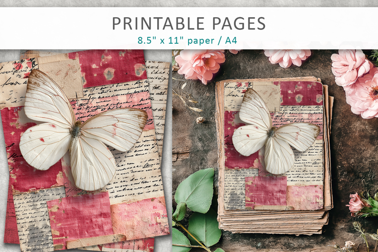butterfly junk journal pages, scrapbook backgrounds
