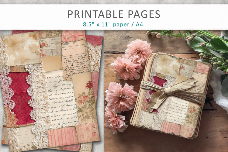 antique lace papers, junk journal pages
