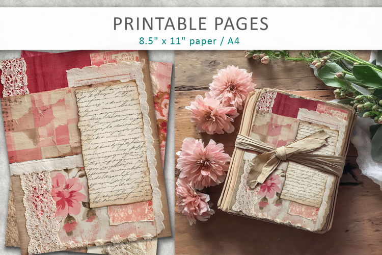 antique lace junk journal pages