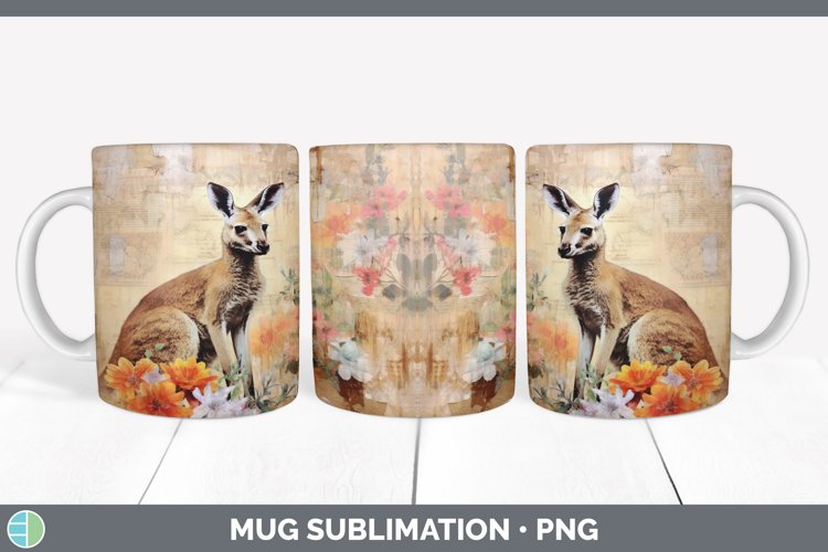 GorgeousDecoupage Kangaroos Mug Wrap design.