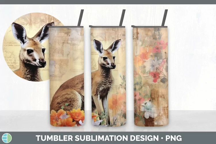 Vintage Kangaroo Tumbler | Sublimation 20 oz Skinny Tumbler