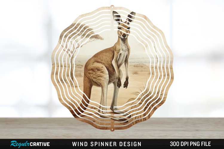 Vintage Kangaroo Wind Spinner Sublimation Design PNG