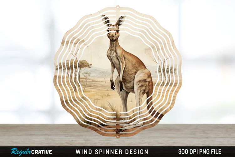 Vintage Kangaroo Wind Spinner Sublimation Design PNG