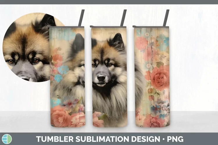Vintage Keeshond Dog Tumbler | Sublimation 20 oz Skinny Tumb
