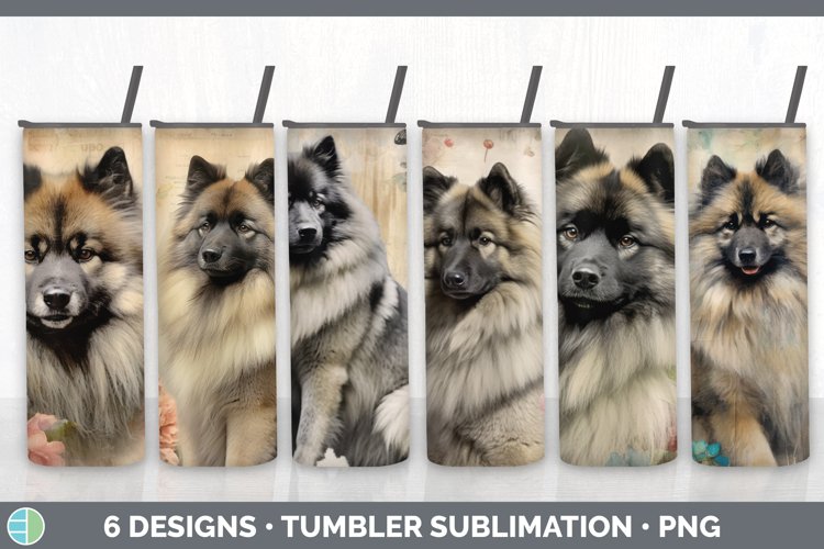 Vintage Keeshond Dog Tumbler | Sublimation 20 oz Skinny Tumb
