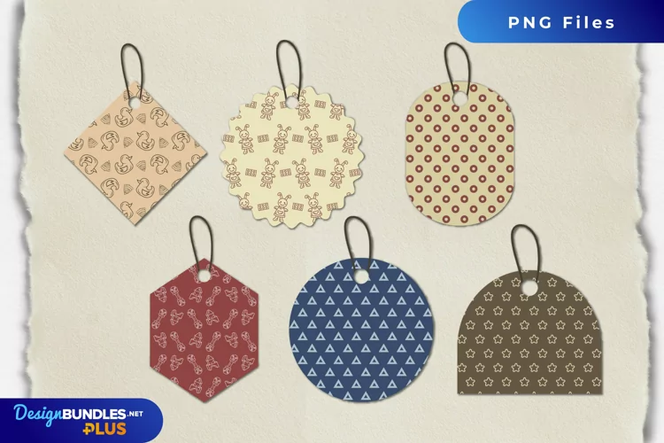 Vintage Kid Toys Seamless Pattern Shaped Tags
