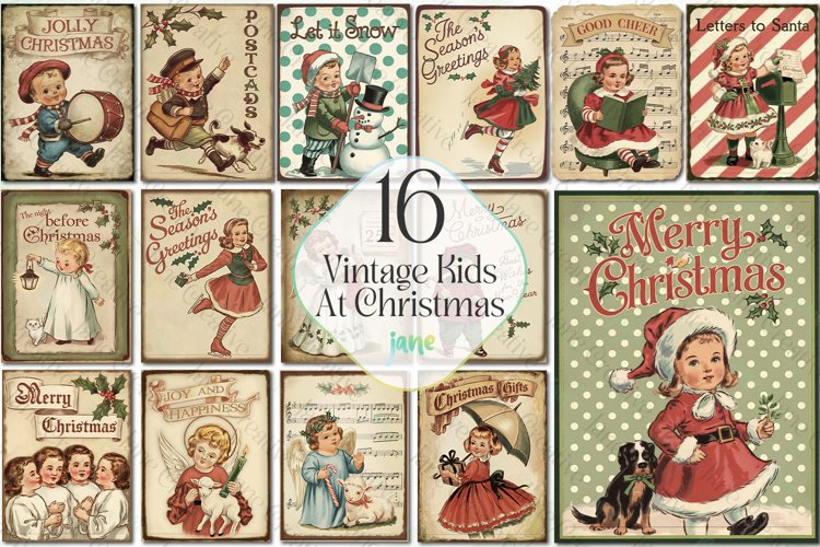 Vintage Kids At Christmas Sublimation Bundle